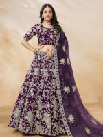 Deep Violet Art Silk Lehenga Choli